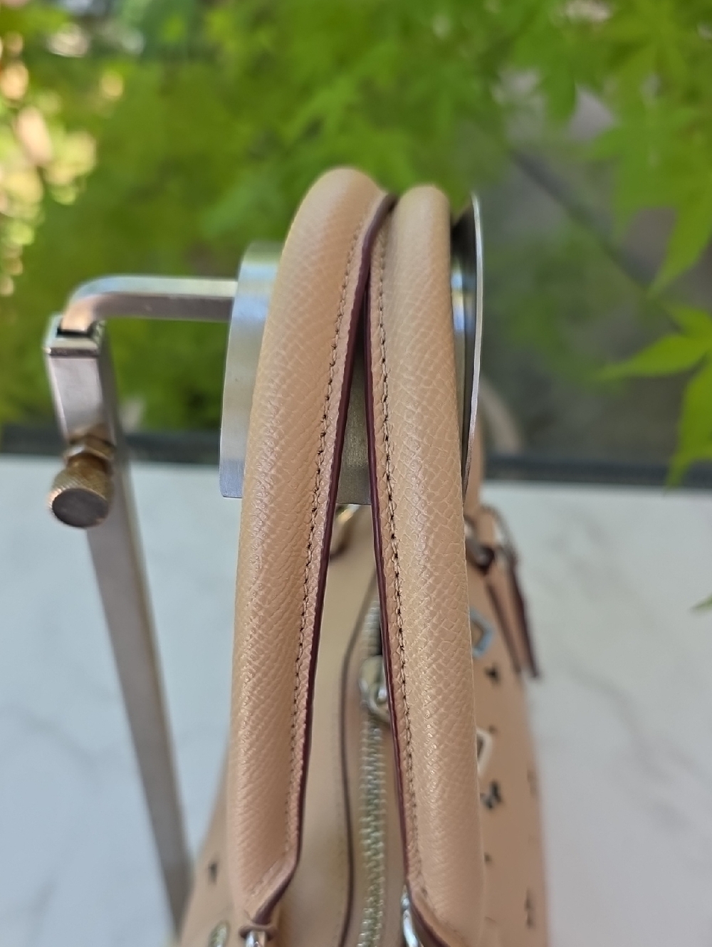 Coach Sierra Satchel Butterflies Perforated Beechwood Beige Hand Bag - Picture 9 of 14